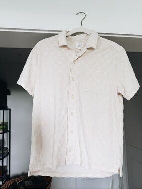Crewcuts Cream Short-Sleeve Textured Button-Down Shirt